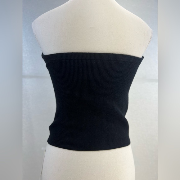 Tube Tops Going Out Cut Out Twist Knot Front Bandeau Ribbed Knit Y2K Strapless L - Picture 8 of 16